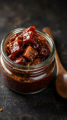 XO sauce jar with savory chunks for dishes