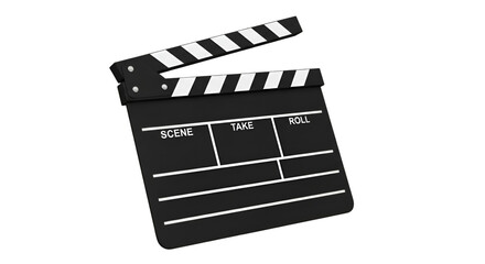 Black Movie Clapperboard with White Stripes and Text Keywords: clapperboard, movie, film, cinema