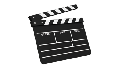 Black Movie Clapperboard with White Stripes and Text Keywords: clapperboard, movie, film, cinema