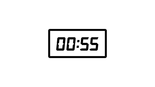 Technology 1 minute countdown timer animation .1 minute stopwatch , analog clock icon animation .