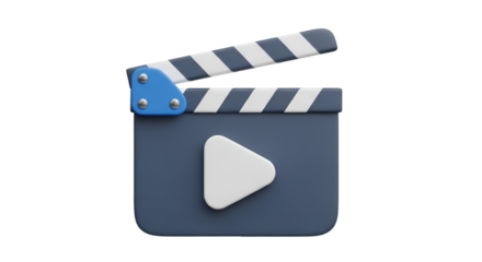 3D Movie Clapperboard with Play Button Icon film cinema