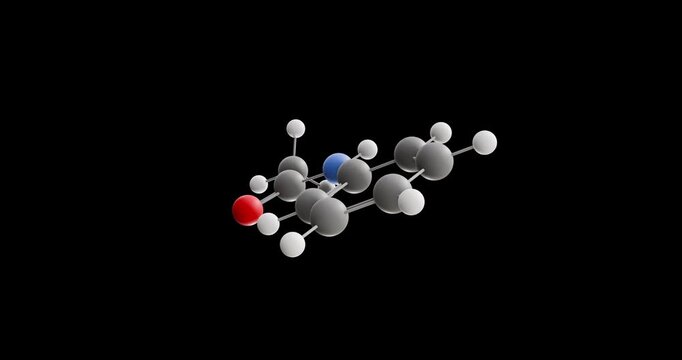Acetanilide molecule, rotating 3D model of analgesic, looped video on a black background
