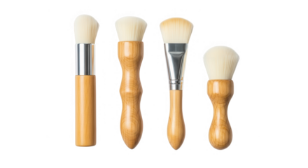 Four makeup brushes isolated on transparent background
