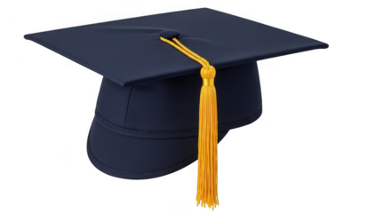 Graduation cap with tassel isolated on transparent background