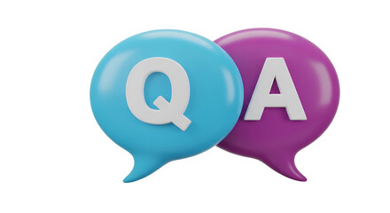 Blue and Purple Speech Bubbles with Q and A whisk