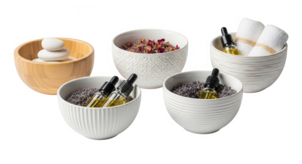 Spa treatment arrangement isolated on transparent background