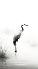 Naklejka premium Bird animal heron white.