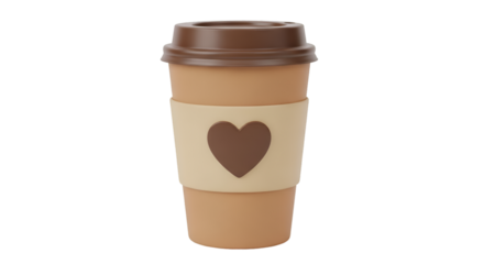 Coffee Cup with Heart Symbol on Black Background drink
