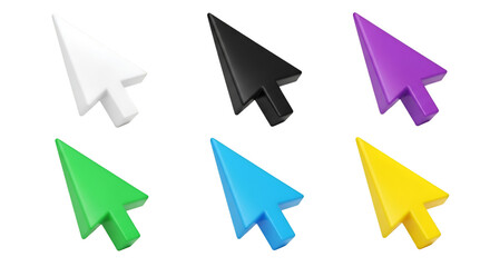 Collection of Six Colorful Mouse Cursor Icons pointer