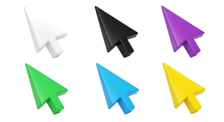 Collection of Six Colorful Mouse Cursor Icons pointer
