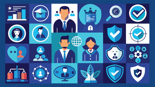 Icons illustrating key business ethics themes such as fairness, responsibility, and ethical decision-making..eps