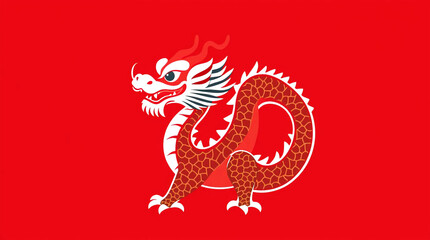 Majestic Red Chinese Dragon Illustration