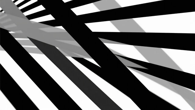 Abstract monochrome image featuring crossing stripes with varying shades of gray and sharp shadows - Powered by Adobe