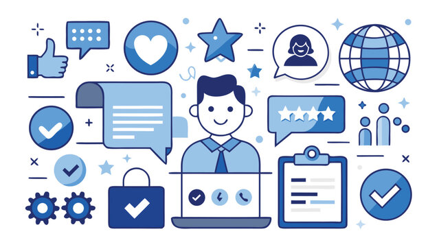 Collection of WordPress review icons, including star ratings, thumbs up, and checkmarks, in vibrant colors..eps