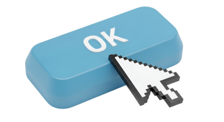 Computer Mouse Cursor Clicking on an OK Button graphic