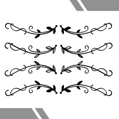 Hand drawn vine leaves elegant ornamental divider collection.