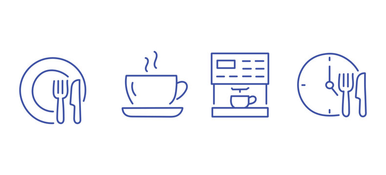 Lunch break editable stroke outline icon isolated on white background flat vector illustration. Pixel perfect. 64 x 64.