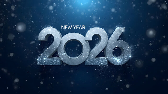 New Year 2026 macro photography of cold water drops on clear glass creates a wet texture pattern with blue bubbles