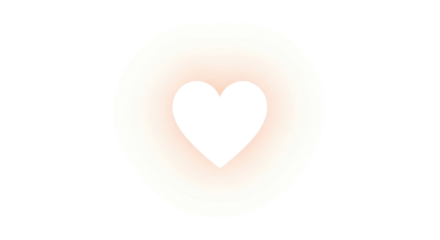 A radiant white heart symbol with a soft, warm glow on a pristine white background, conveying feelings of love and affection.
