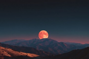 a crimson moon reflecting in the water