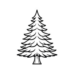 Simple outline of a pine tree on a white background