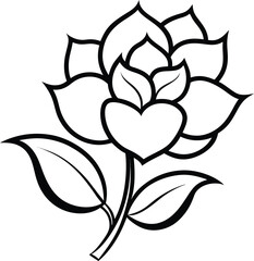 Obraz premium Simple rose flower outline drawing isolated on white