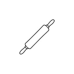 Simple outline illustration of a rolling pin on a clean white background