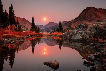 sunset over the lake