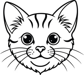 Cute cat face outline for coloring or illustration