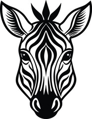 Obraz premium Zebra head vector illustration in black and white