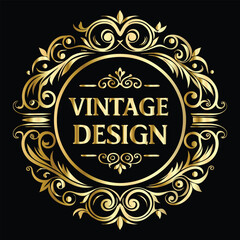 Vector golden frame. Elegant element for design in Eastern style, place for text. Floral golden border. Lace illustration for invitations and greeting cards.
Vintage gold frame on black background. 