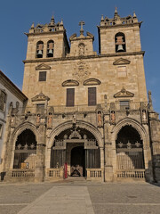 Fototapeta premium Facade of the cathedral of Braga, Portugal, in manueline style Portugal 