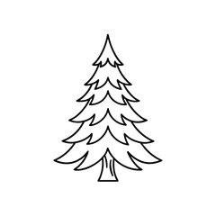 Minimalist spruce tree outline graphic on white background
