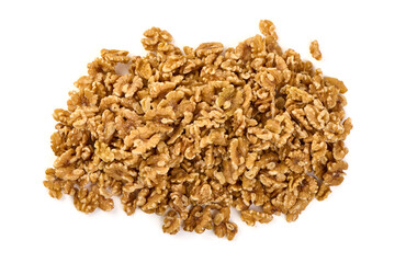 Walnut Halves Pile, isolated on white background