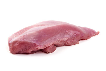 Raw Turkey Breast Fillet, isolated on white background