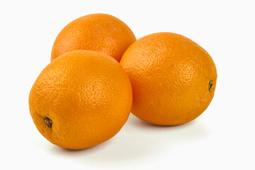 Three Oranges Grouped, Isolated on White Background