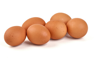 Brown Chicken Eggs Group, isolated on white background