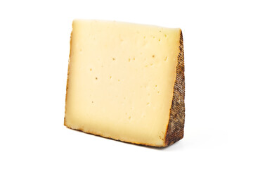 Manchego Cheese Wedge, isolated on white background
