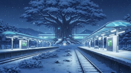 railway in the night