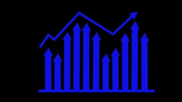 Arrows Indicating Growth and Decline, Infographic Style Business Report with Animated Bar Graph and Charts