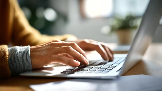 Hands typing email response face not visible written communication customer support email service client correspondence professional communication business reply computer