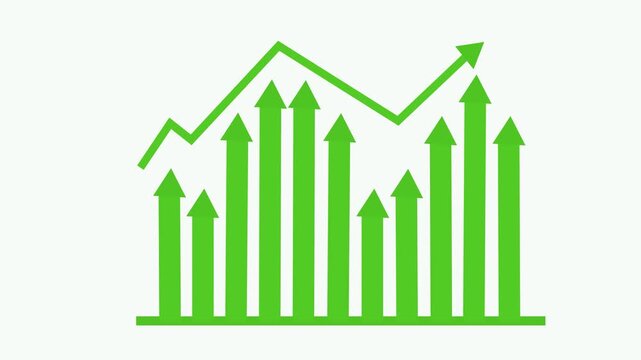 Arrows Indicating Growth and Decline, Infographic Style Business Report with Animated Bar Graph and Charts