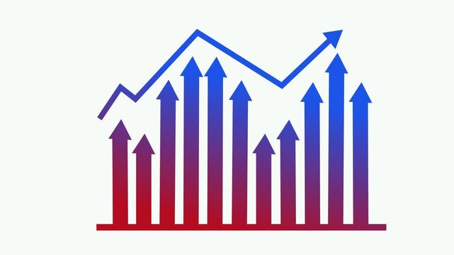 Arrows Indicating Growth and Decline, Infographic Style Business Report with Animated Bar Graph and Charts