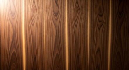 "Rich Walnut Wood Texture with Warm Lighting &ndash; Premium Background for Luxury Interiors, Furniture, and Packaging Design"