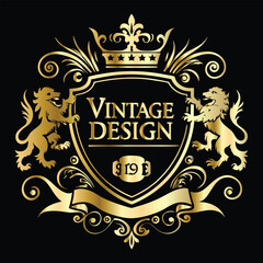 Vector golden frame. Elegant element for design in Eastern style, place for text. Floral golden border. Lace illustration for invitations and greeting cards.
Vintage gold frame on black background. 