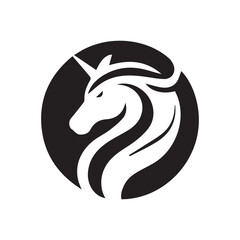 minimalist unicorn logo with white background