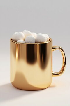 Hot chocolate mug beverage gold.