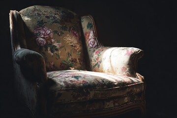 a faded armchair