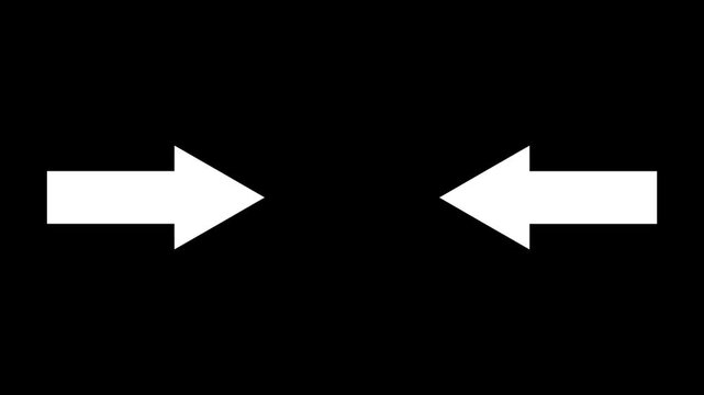Two animated white arrows on a black background. 4K animation on transparent background.