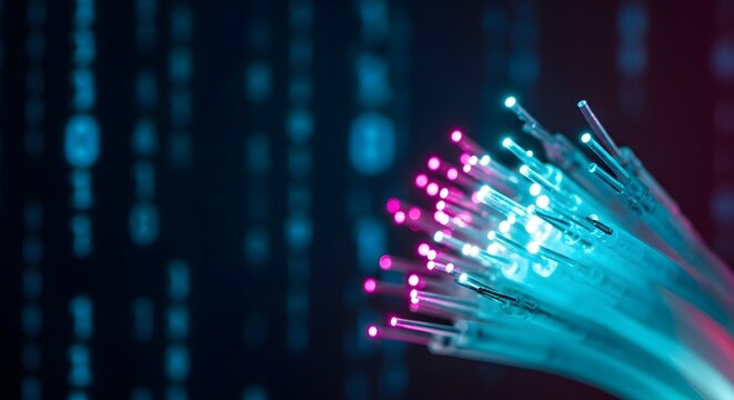 Experience the Future with Stunning Fiber Optics and Data Streams, Perfect for Modern Technology and Communication Visuals with an Eye-Catching Aesthetic
